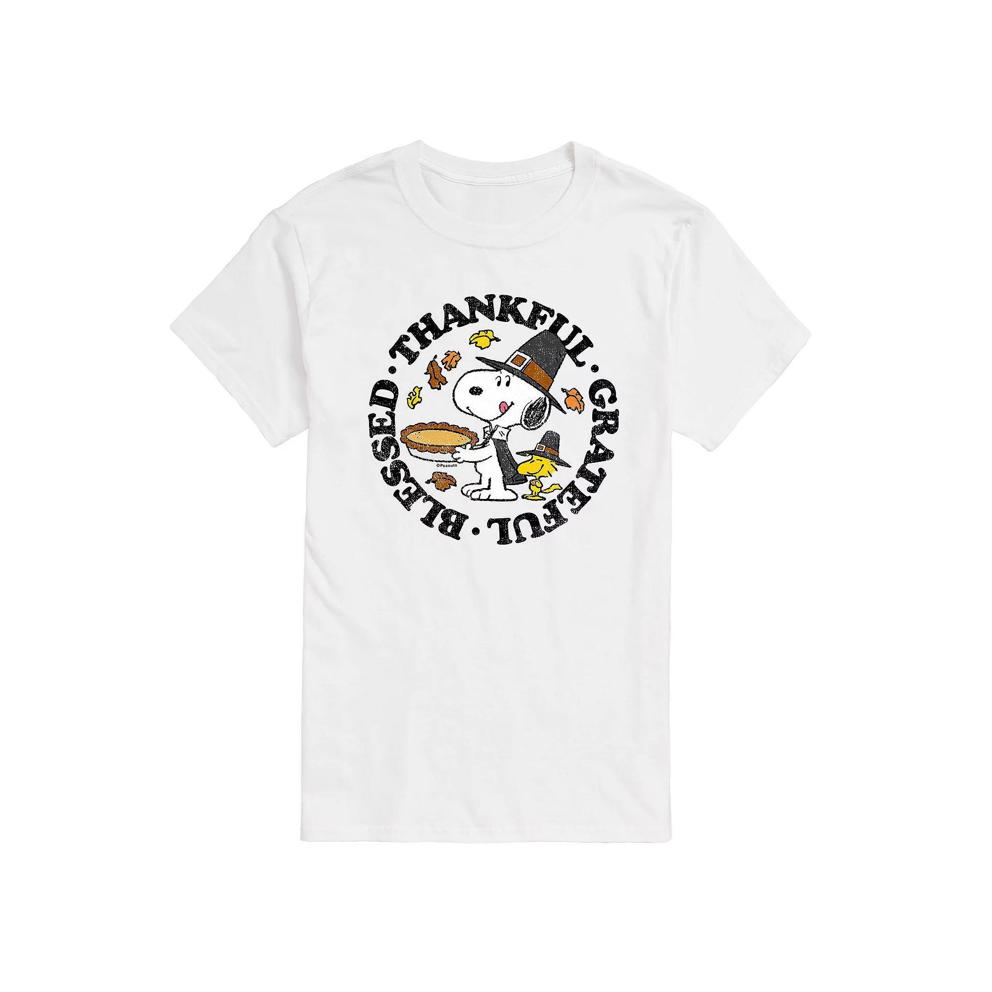 Men's Peanuts Thankful Grateful Blessed Tee, Size: Medium, Red Product Image