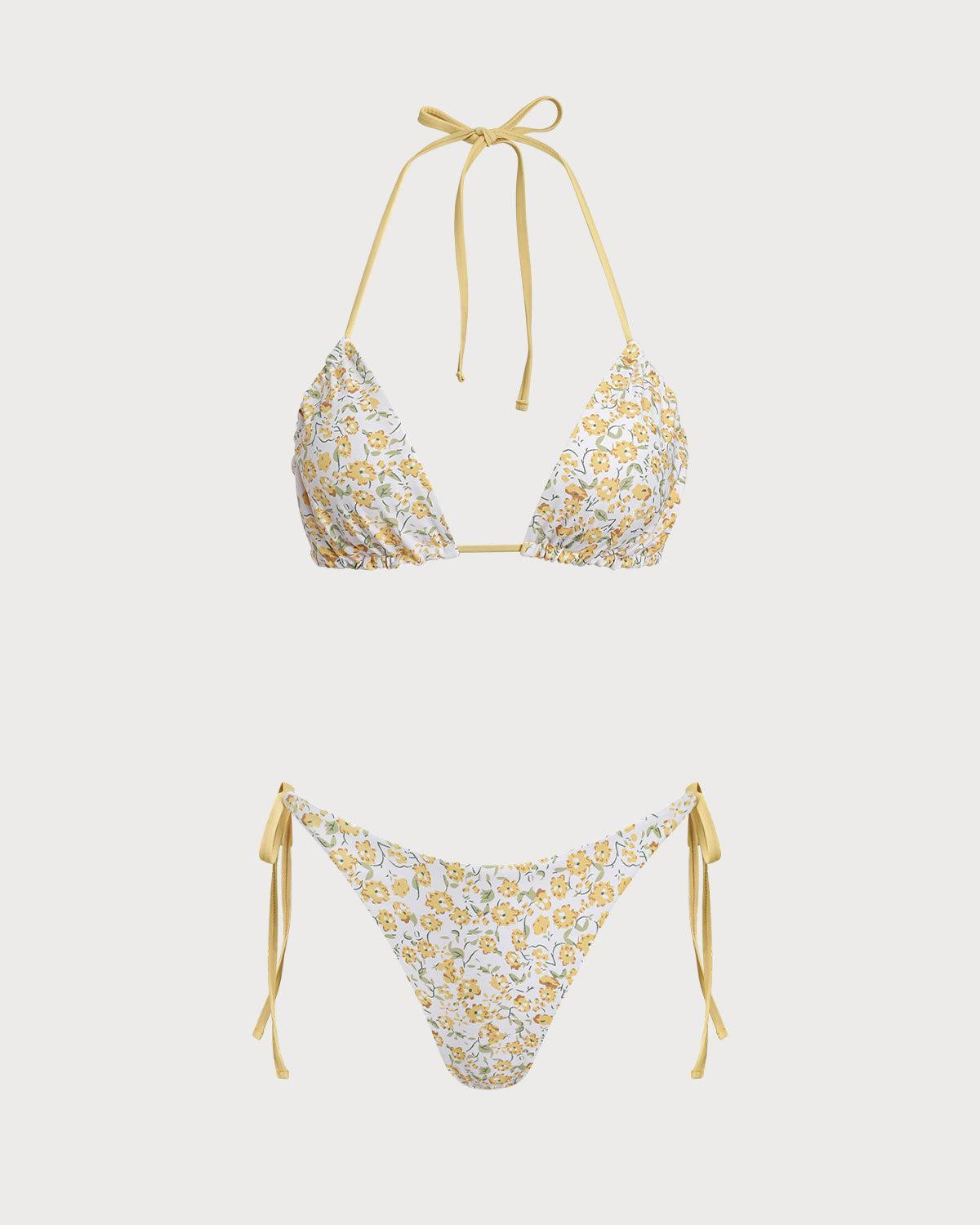 Yellow Floral Bikini Bottoms Product Image