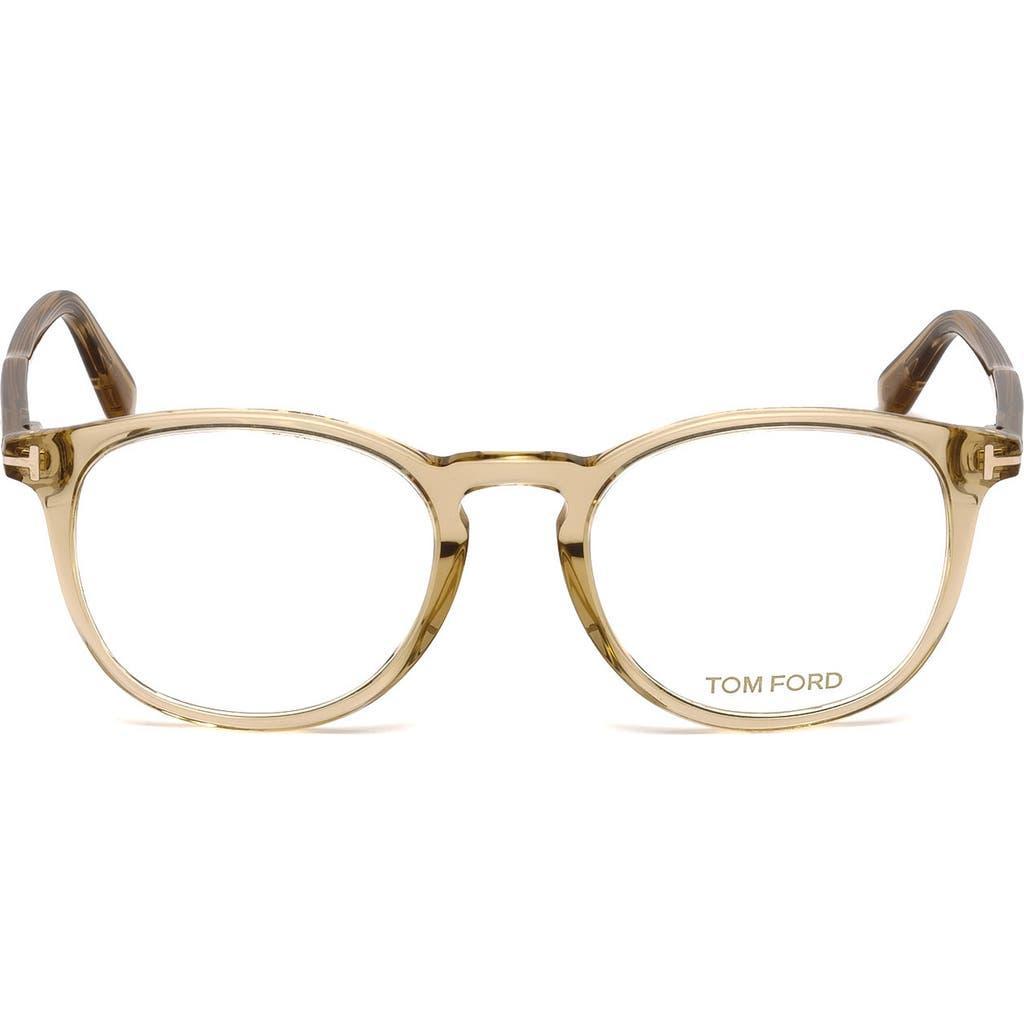 TOM FORD 51mm Round Optical Glasses In Champagne Rose Gold/t Logo Product Image