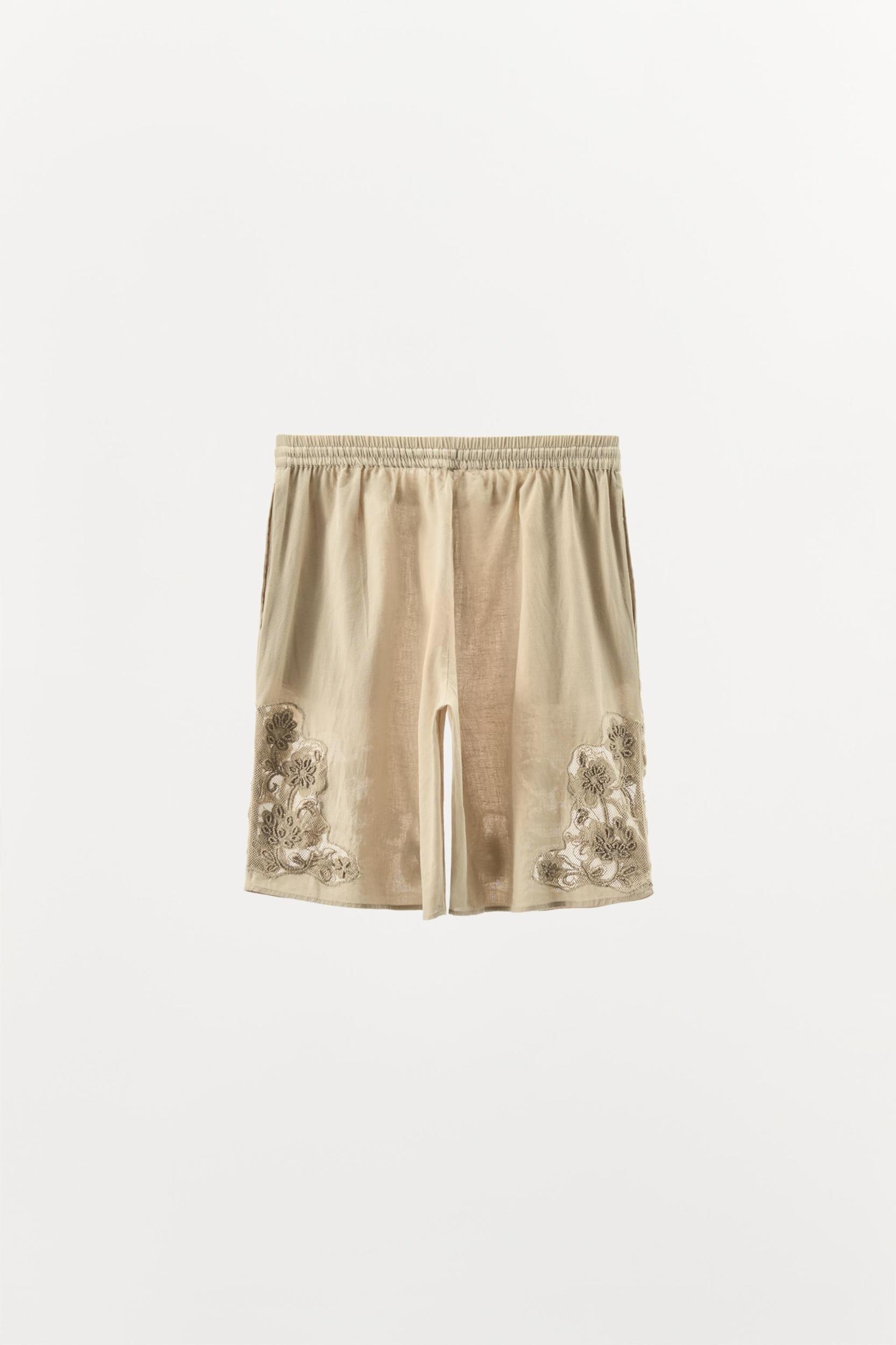 BEADED EMBROIDERED BERMUDA SHORTS Product Image
