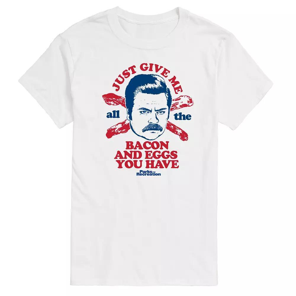 Big & Tall Parks And Recs Ron Bacon Eggs Graphic Tee, Mens Product Image