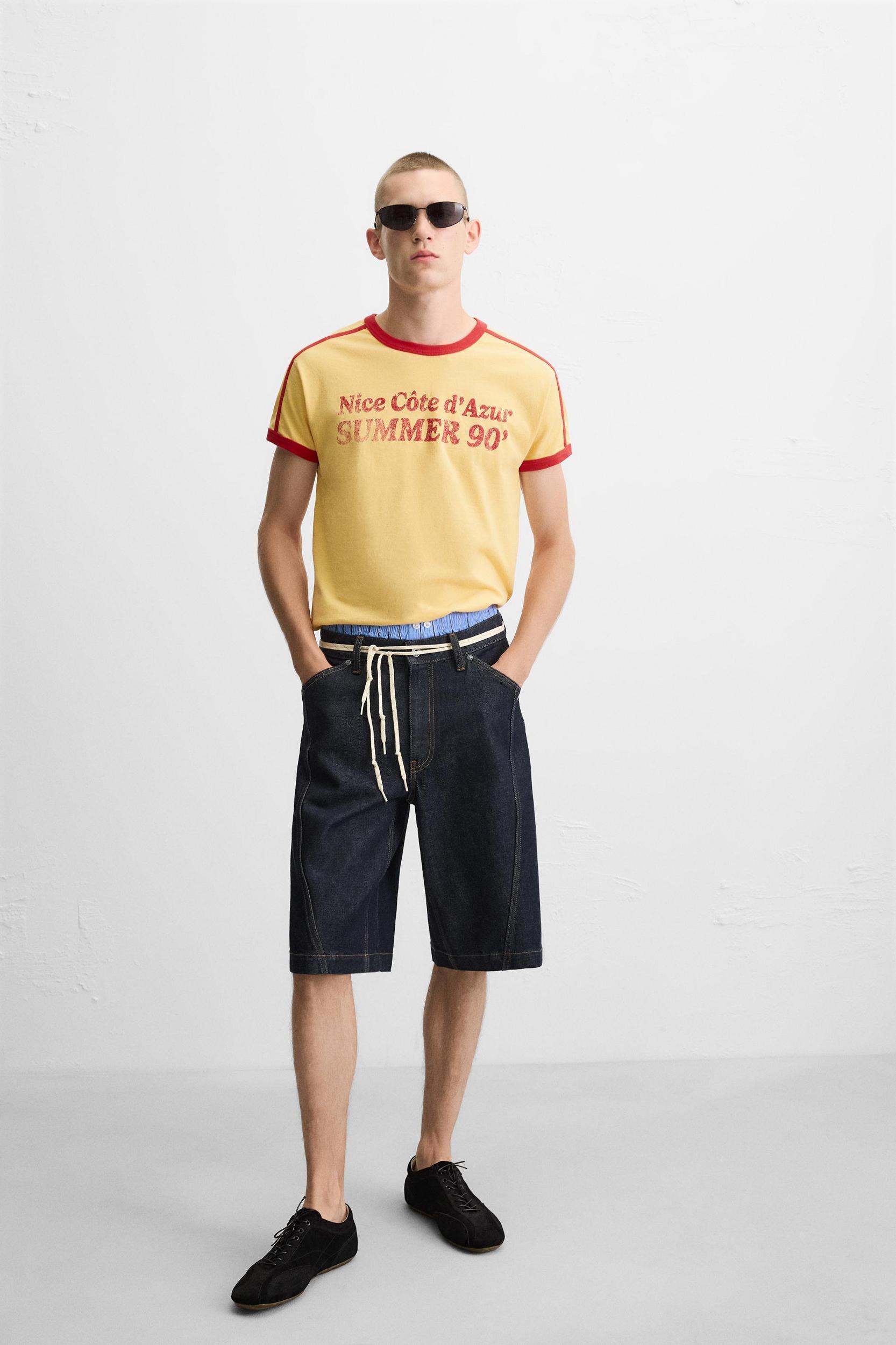 RIB CONTRAST TEXT T-SHIRT Product Image