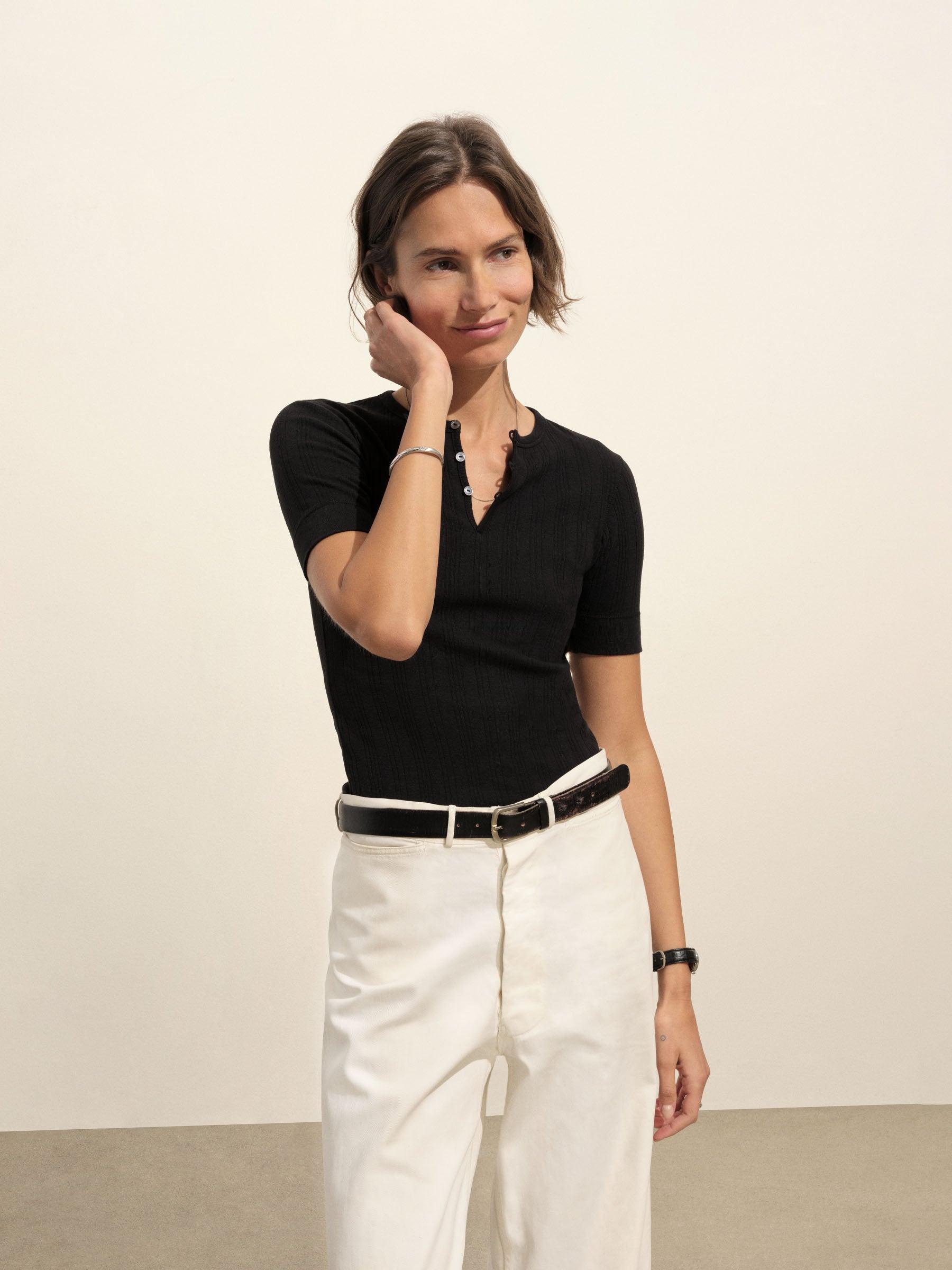 Black Heirloom Rib Base Henley Product Image