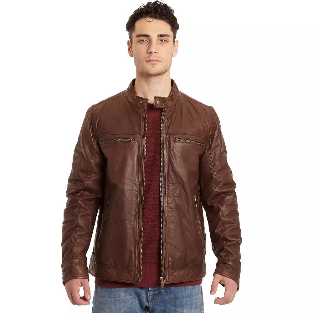 Men's Excelled Lamb Leather Moto Jacket, Size: XXL, Brown Product Image