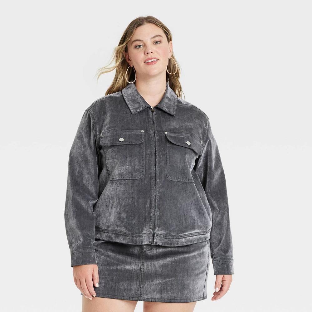Womens Holiday Flocked Jacket - Universal Thread Gray Product Image