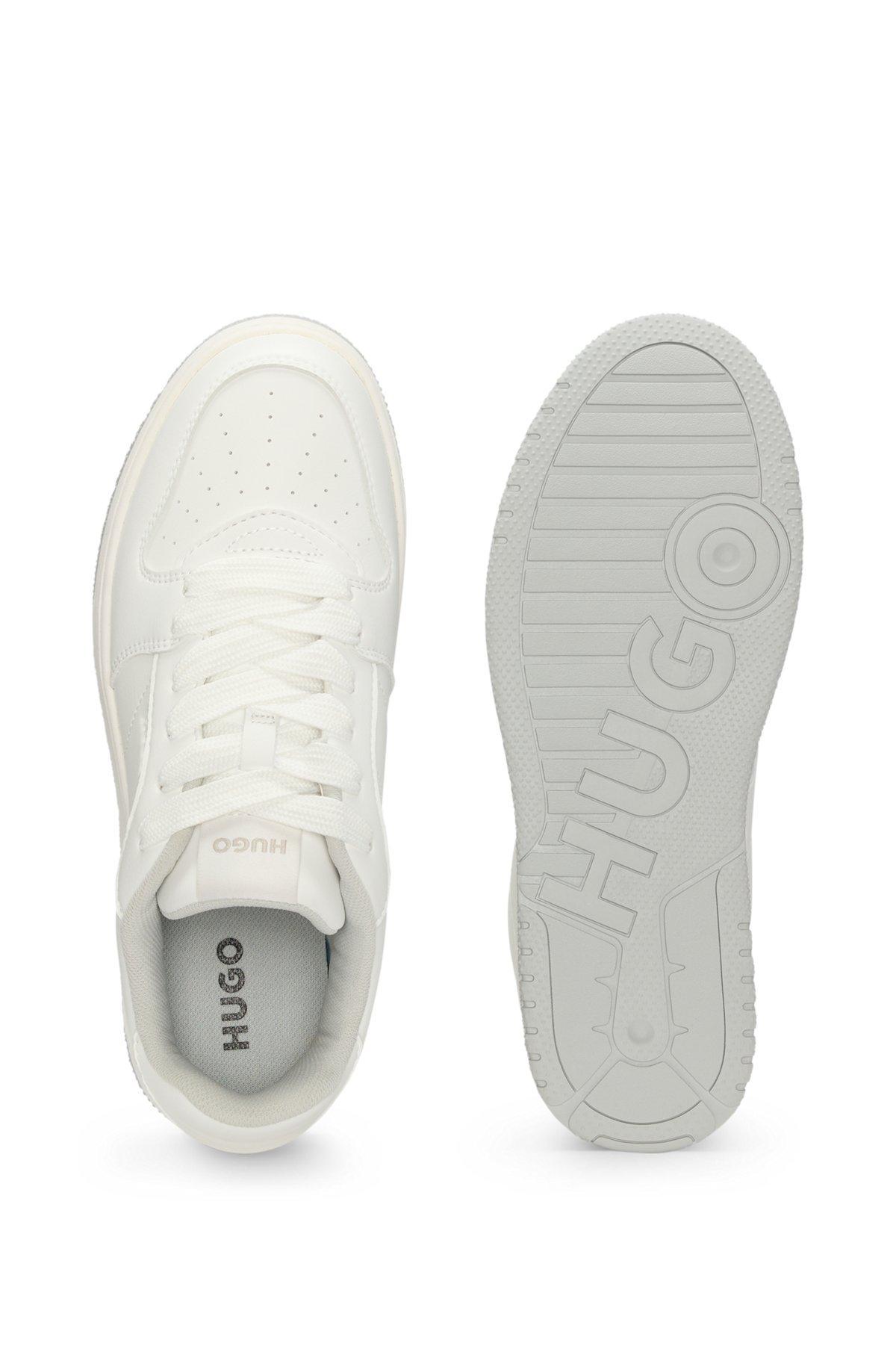 All-white trainers with faux-leather uppers Product Image