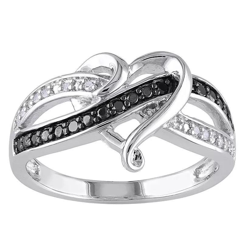 Stella Grace Sterling Silver 1/8 Carat T.W. Black & White Diamond Infinity Heart Ring, Women's, Size: 9 Product Image