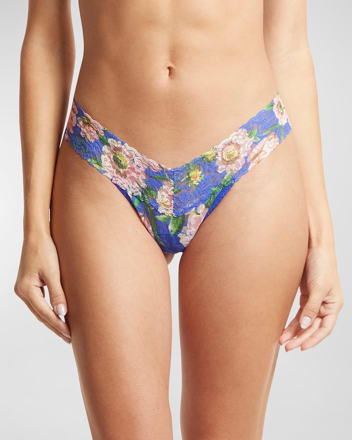 Printed Low-Rise Signature Lace Thong Product Image