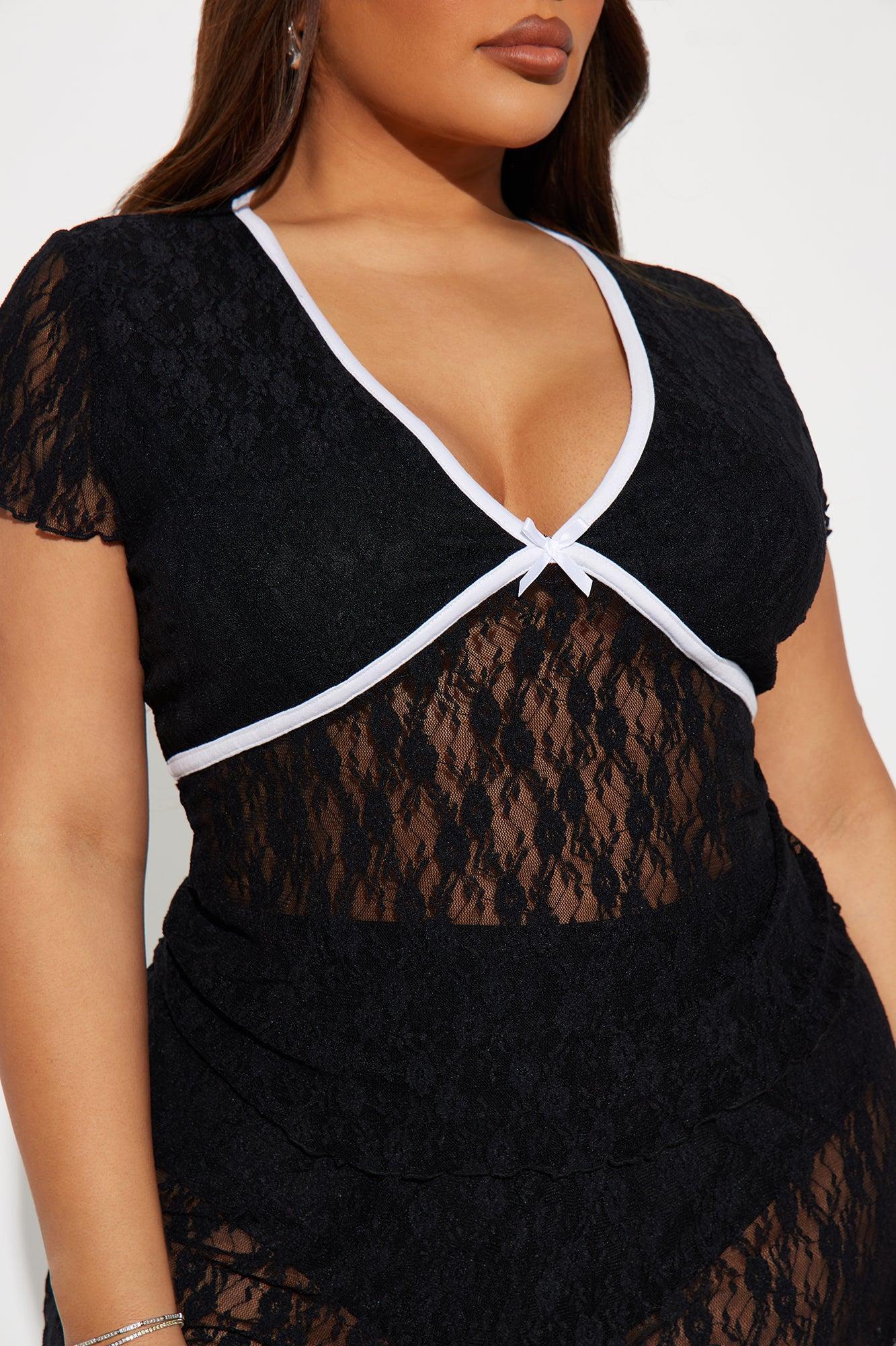 Sweetest Of All Lace PJ Short Set - Black Product Image