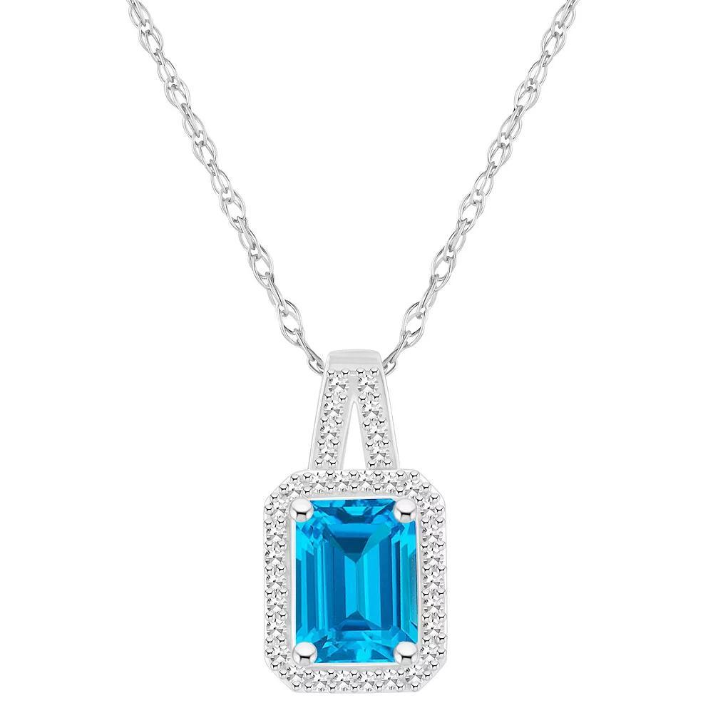 Celebration Gems Sterling Silver Gemstone & 1/6 Carat T.W. Diamond Halo Pendant Necklace, Women's, Size: 18", Citrine Product Image