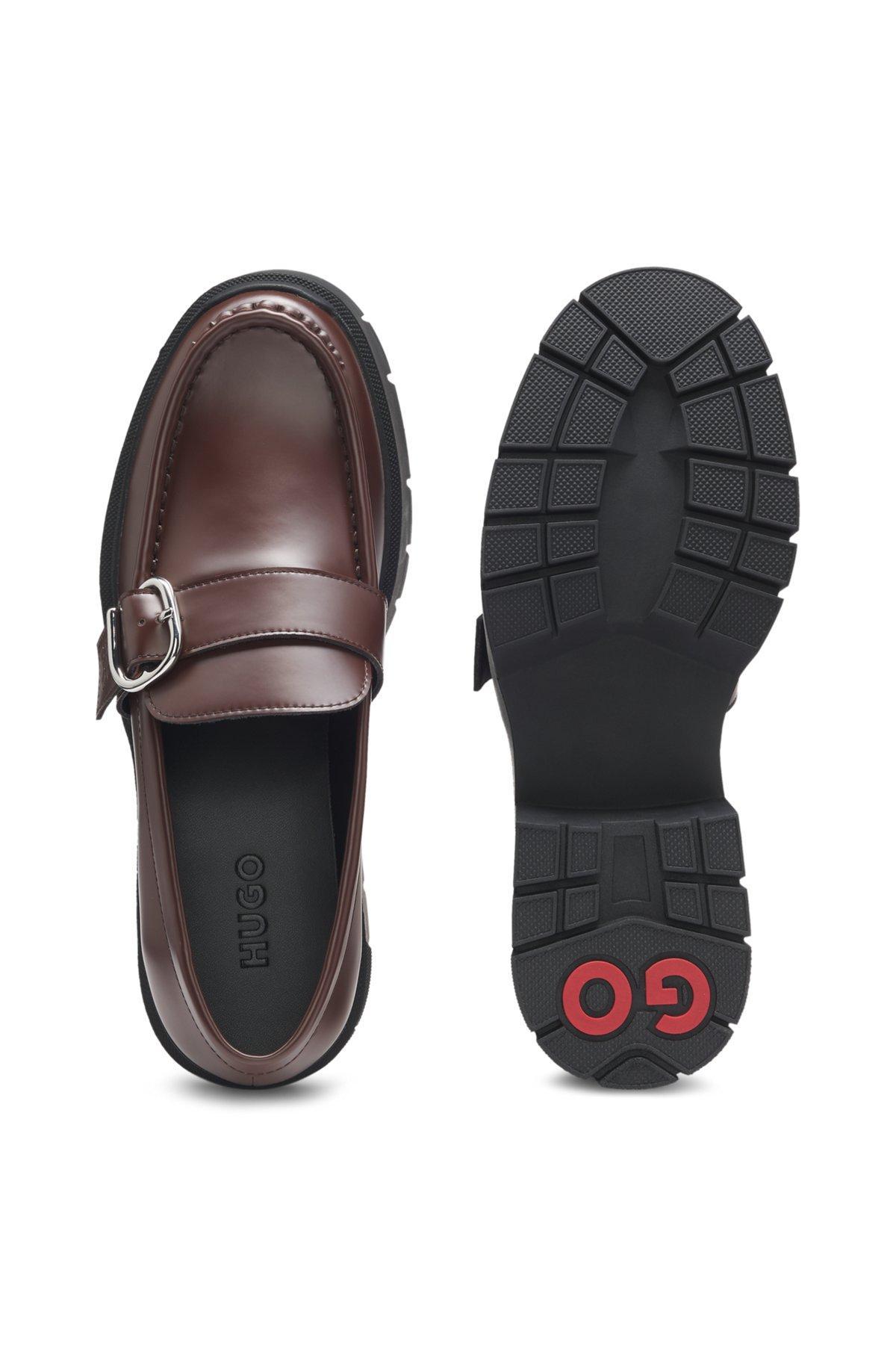 Leather loafers with buckled strap Product Image