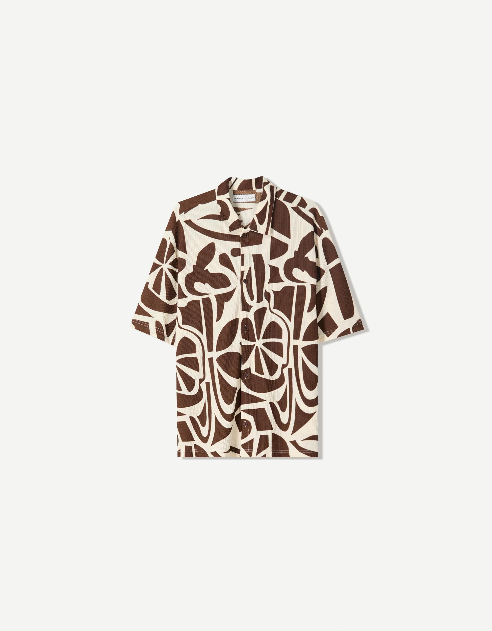 Printed short sleeve pleated shirt Product Image