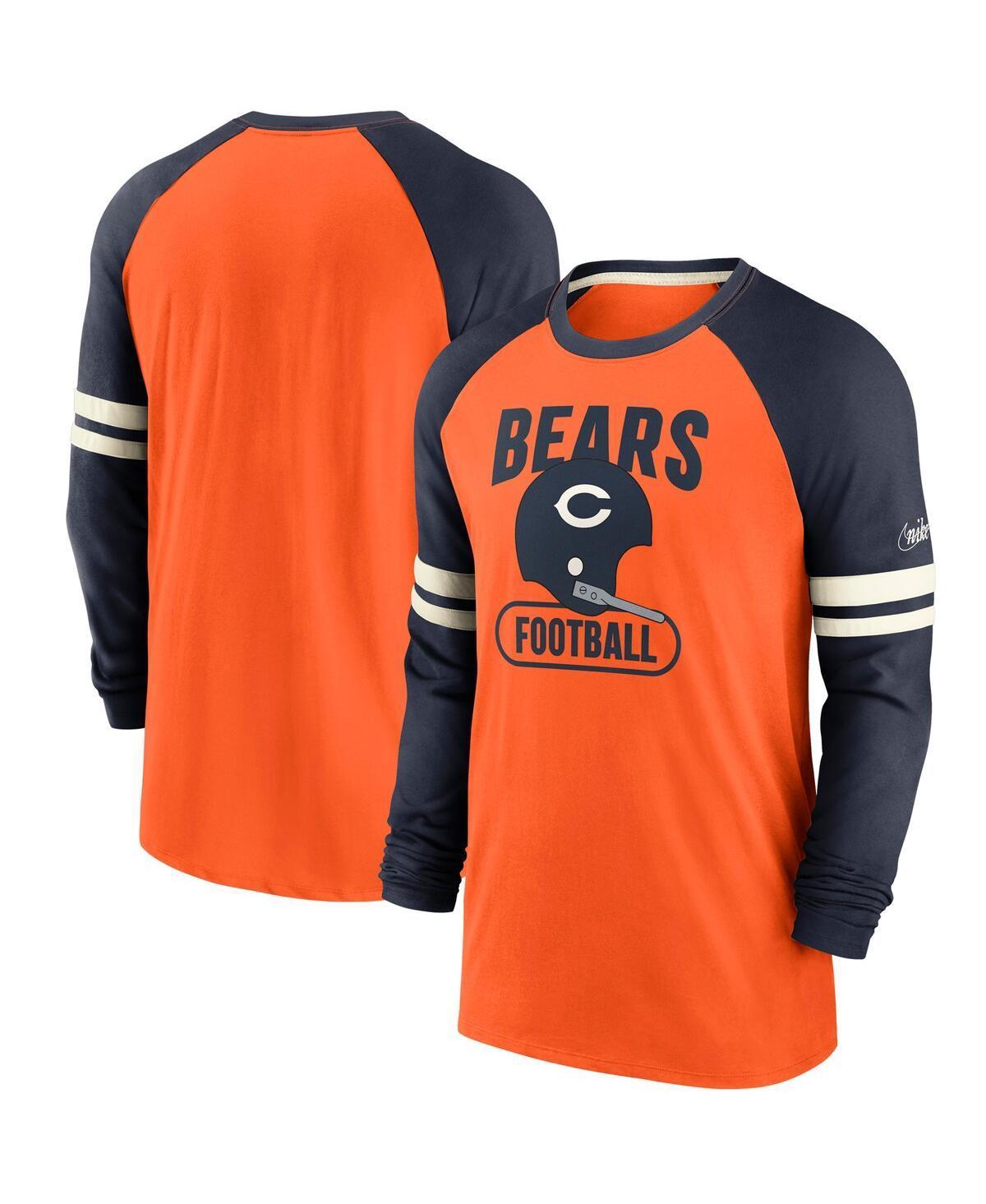 Mens Nike /Navy Chicago Bears Throwback Raglan Long Sleeve T-Shirt Product Image