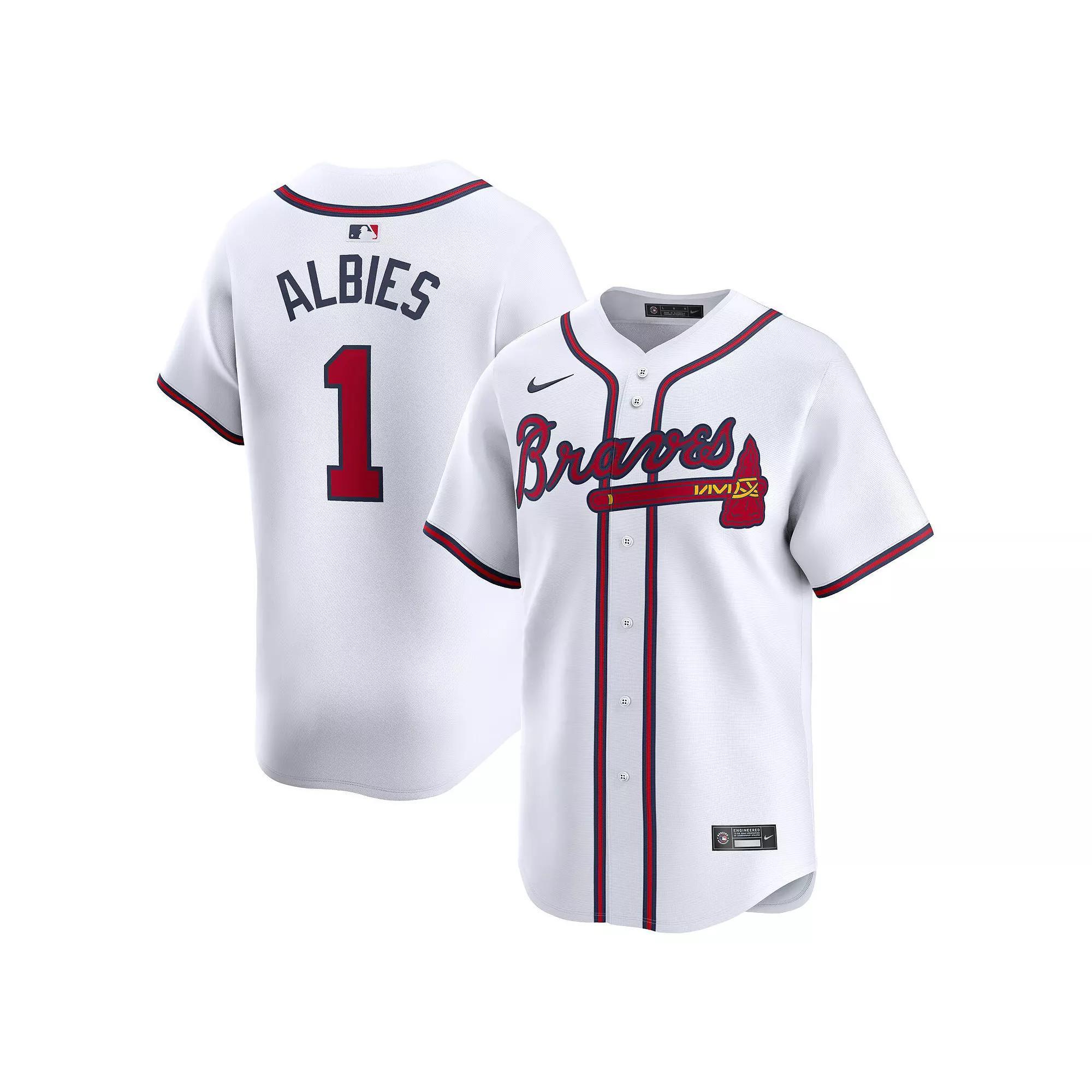 Men's Nike Ozzie Albies White Atlanta Braves Home Limited Player Jersey, Size: XL Product Image