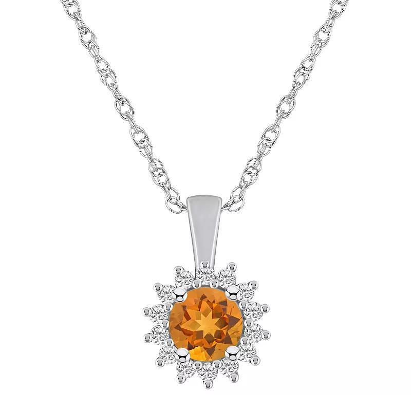 Alyson Layne 14k Gold Round Amethyst & 1/4 Carat T.W. Diamond Halo Pendant Necklace, Women's, Size: 18" Product Image