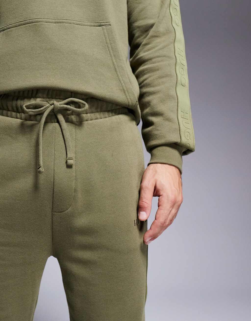 HUGO Bodywear tonal logo sweatpants in dark green - part of a set Product Image