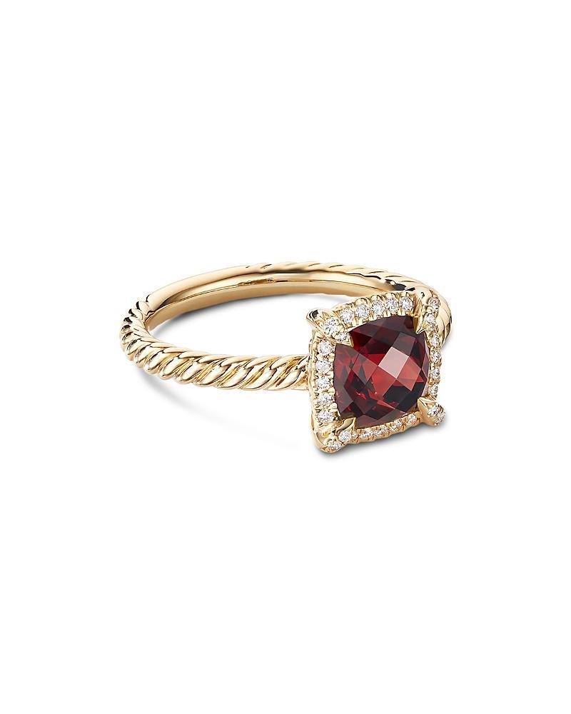 David Yurman Petite Chatelaine Pave Bezel Ring in 18K Yellow Gold with Peridot and Diamonds Product Image