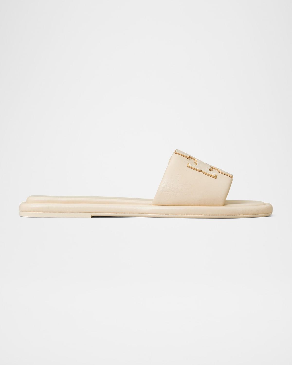 Womens Double-T Monogram Padded Leather Slide Sandals Product Image