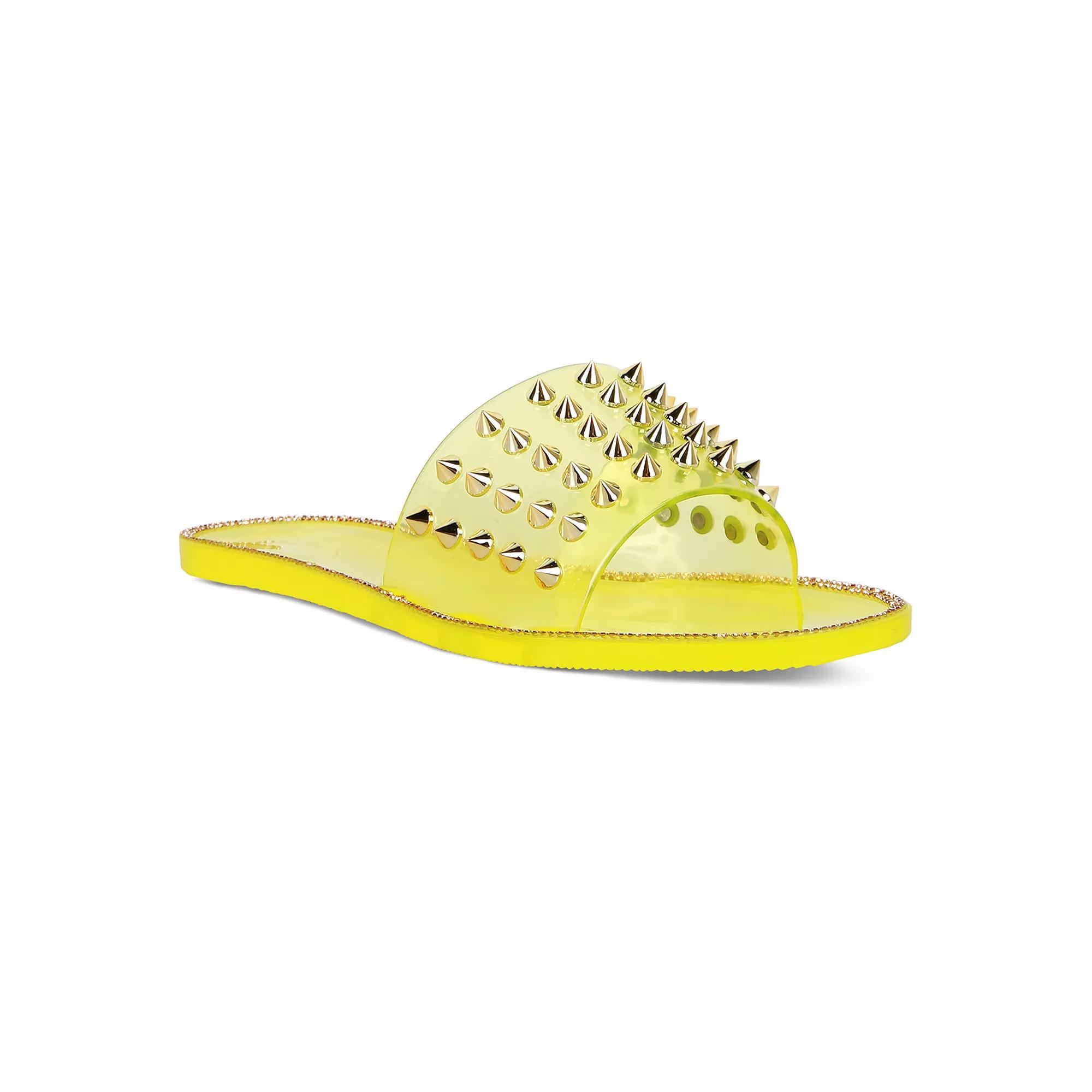 London Rag Bolly Punk Women's Studded Slide Sandals, Size: 7, Yellow Product Image