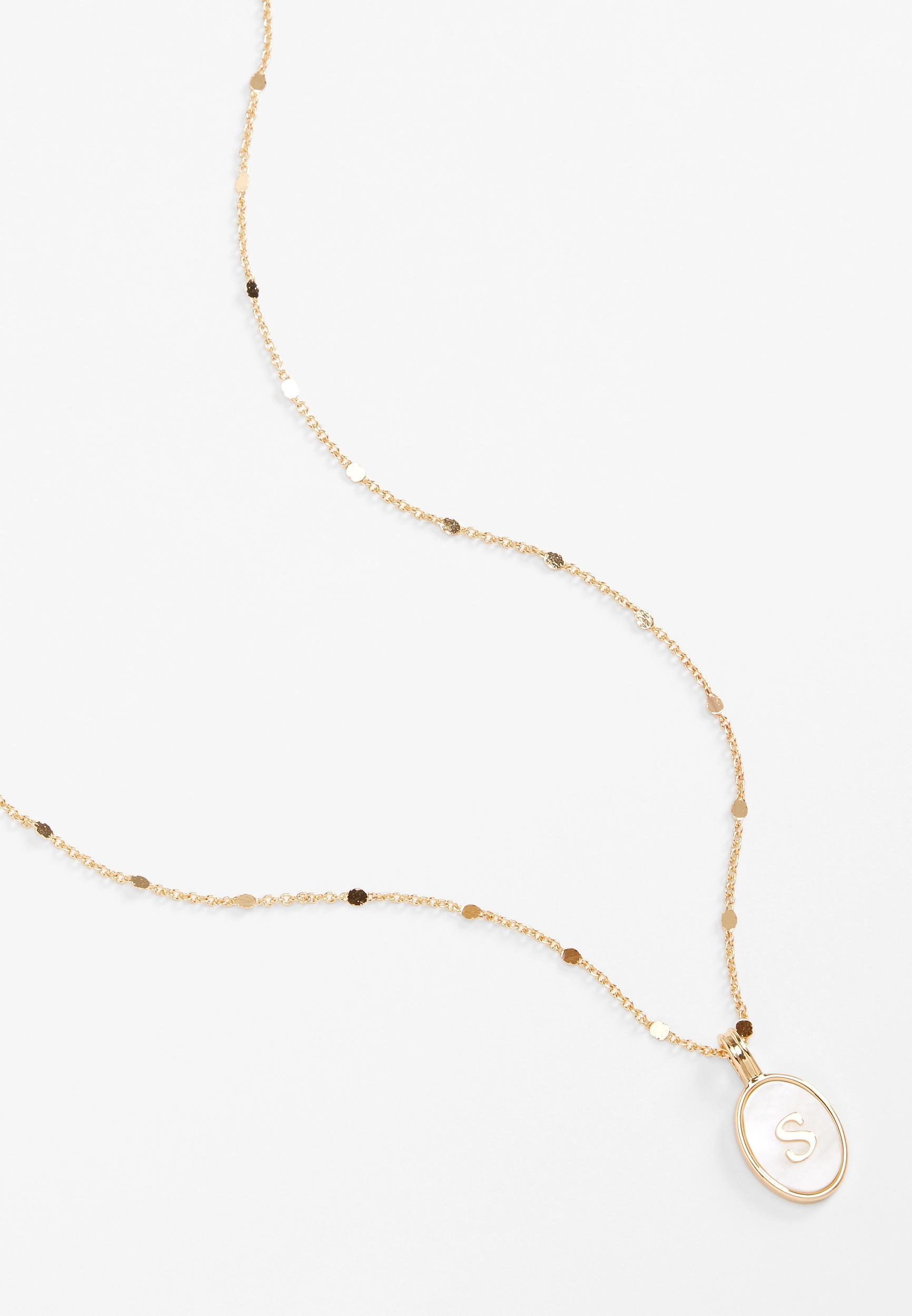 Gold Oval Initial Pendant Necklace Product Image