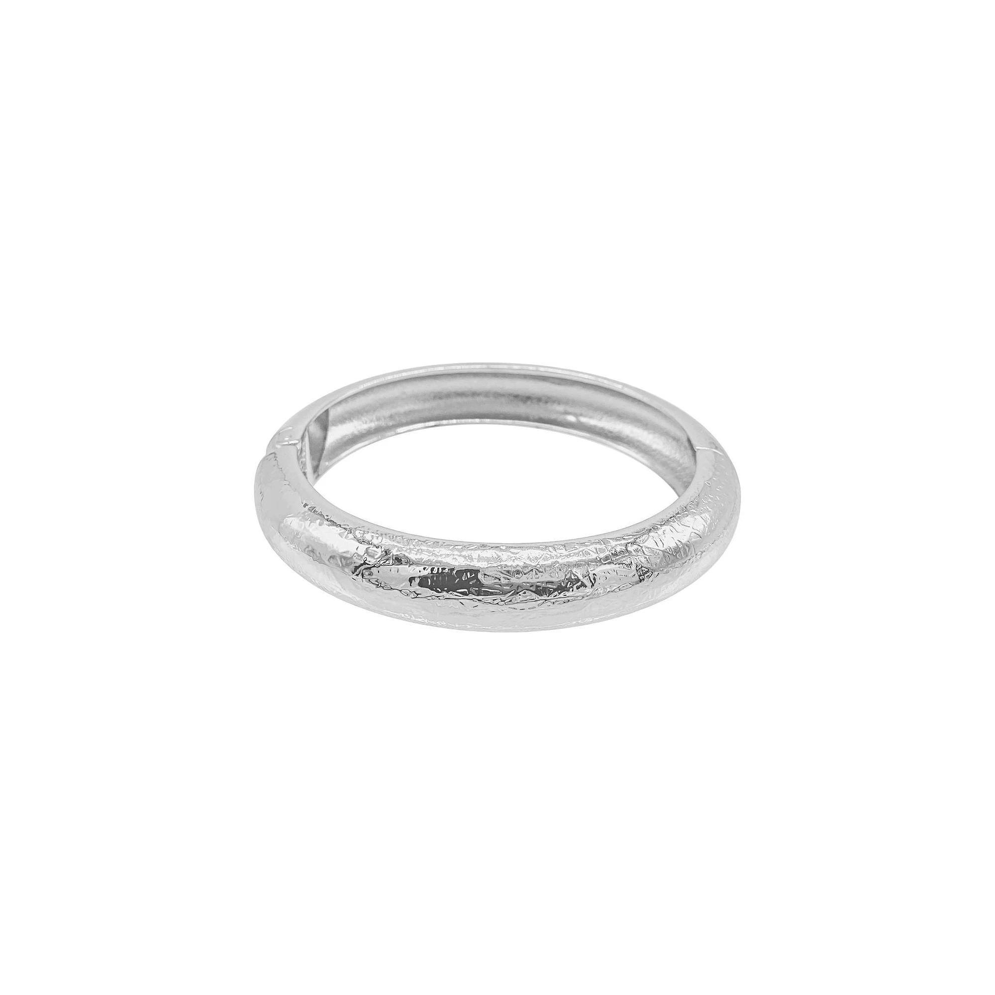 Adornia Textured Hinged Bangle Bracelet, Women's, Size: 8", Silver Tone Product Image