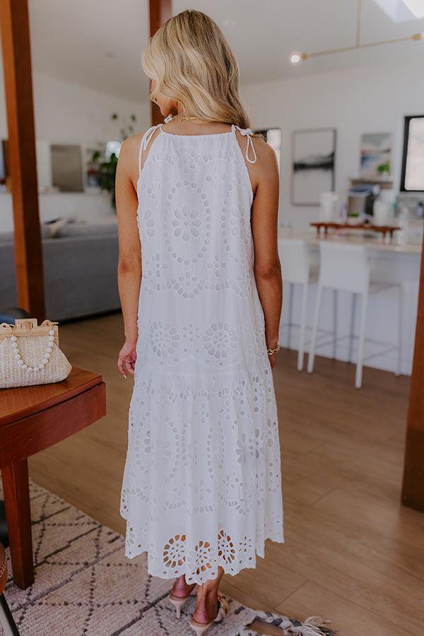 Happy Energy Eyelet Midi Dress in White Product Image