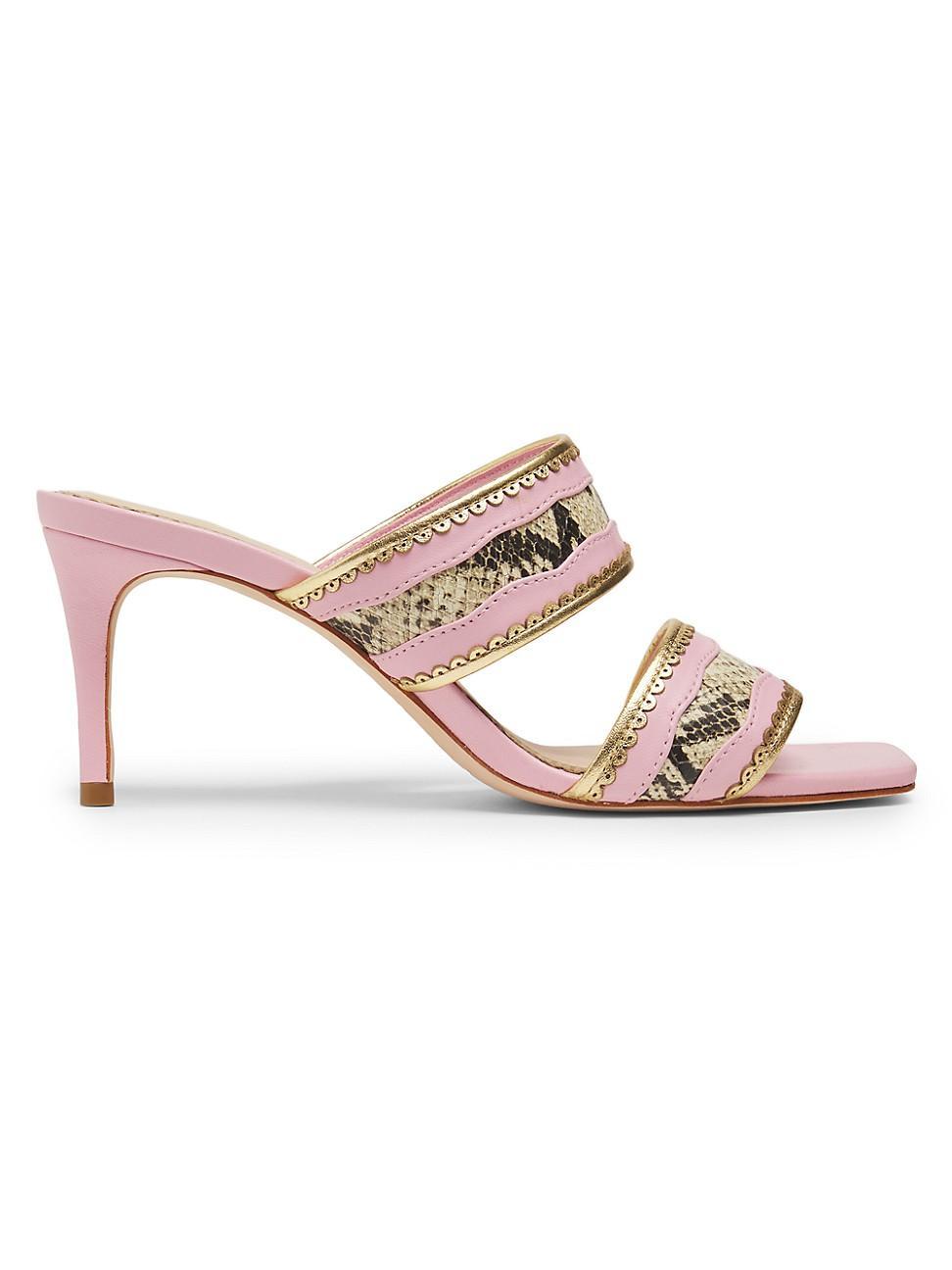 Womens Rosalie 70MM Metallic Snake-Embossed Leather Sandals Product Image