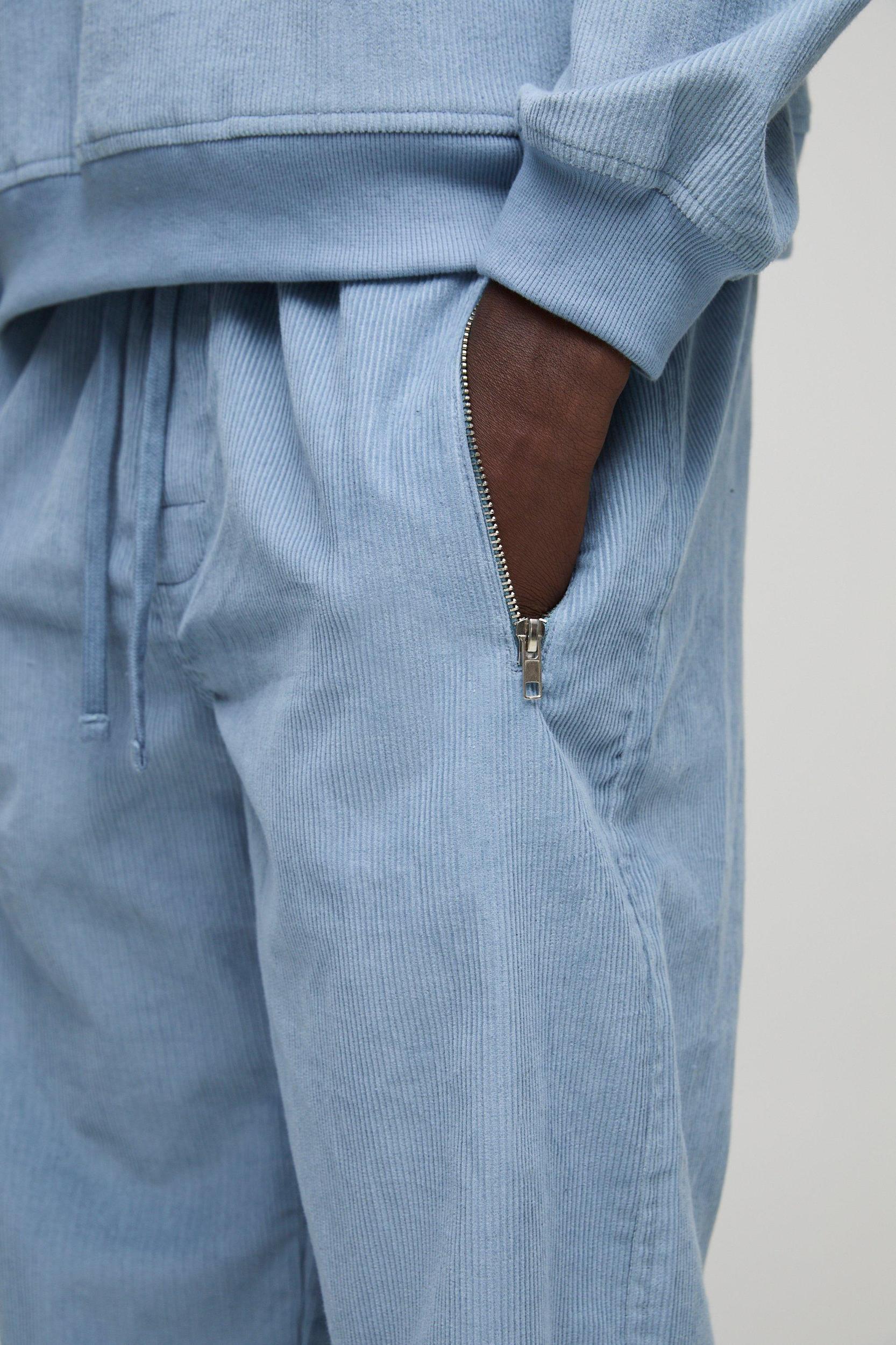 Elasticated Waist Relaxed Corduroy Cuffed Sweatpants | boohooMAN USA Product Image