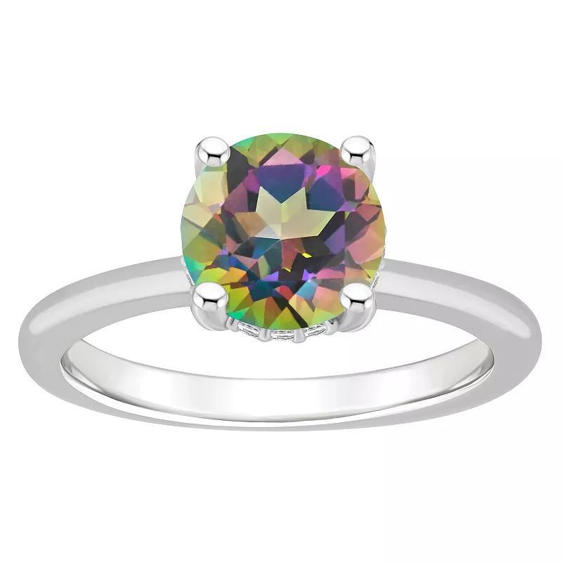 Alyson Layne Sterling Silver Round Mystic Topaz Diamond Accent Ring, Women's, Size: 8 Product Image