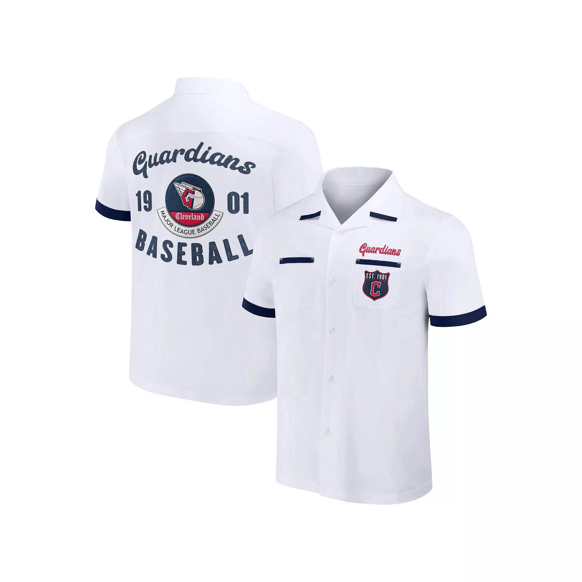 Men's Darius Rucker Collection by Fanatics  White Cleveland Guardians Bowling Button-Up Shirt, Size: Medium, Grd White Product Image