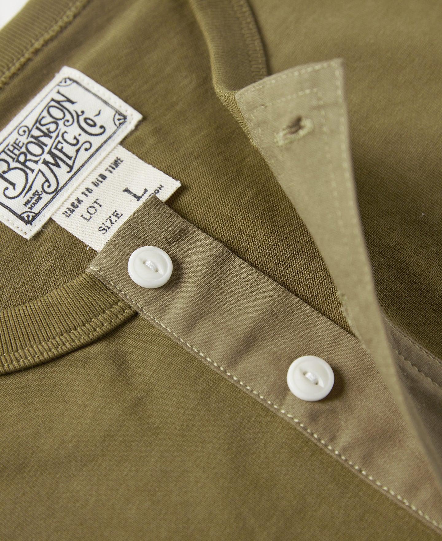Vintage Short Sleeve Henley T-Shirt - Olive Product Image