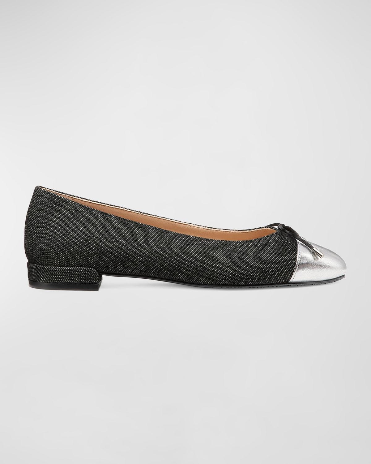 Womens Sleek Bow Denim Ballerina Flats Product Image