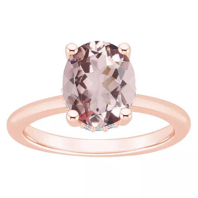 Alyson Layne 14k Gold Oval Morganite & Diamond Accent Ring, Womens Product Image