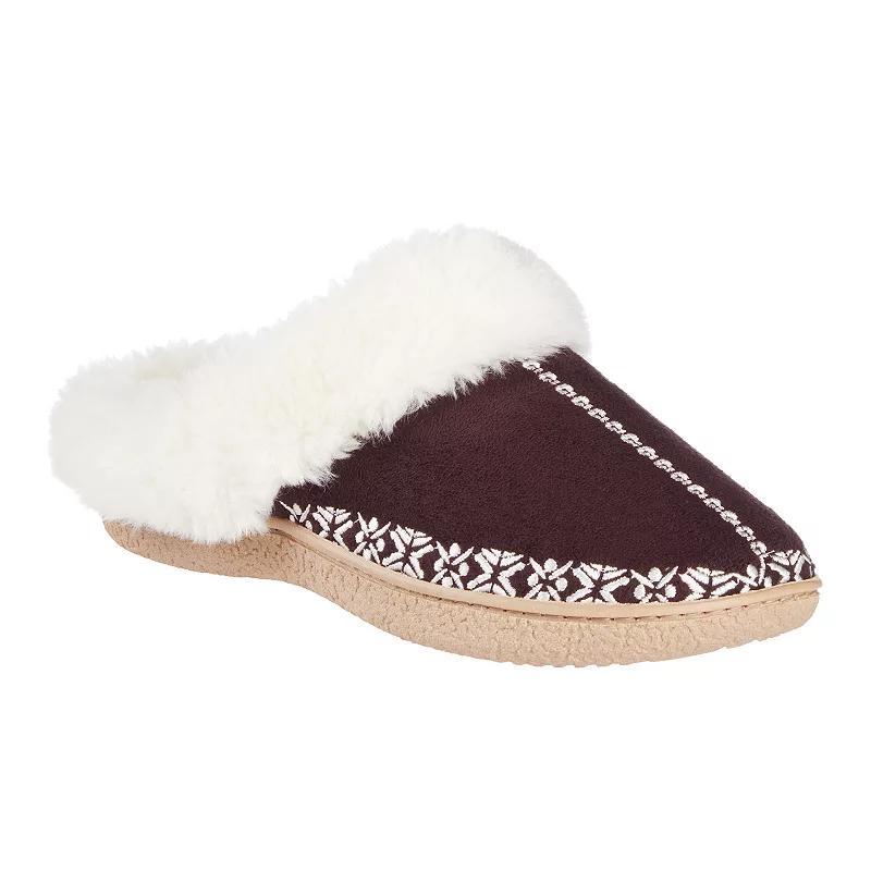 isotoner Clara Embroidered Microsuede Clog Women's Slippers with Memory Foam, Size: Large, Raisin Product Image