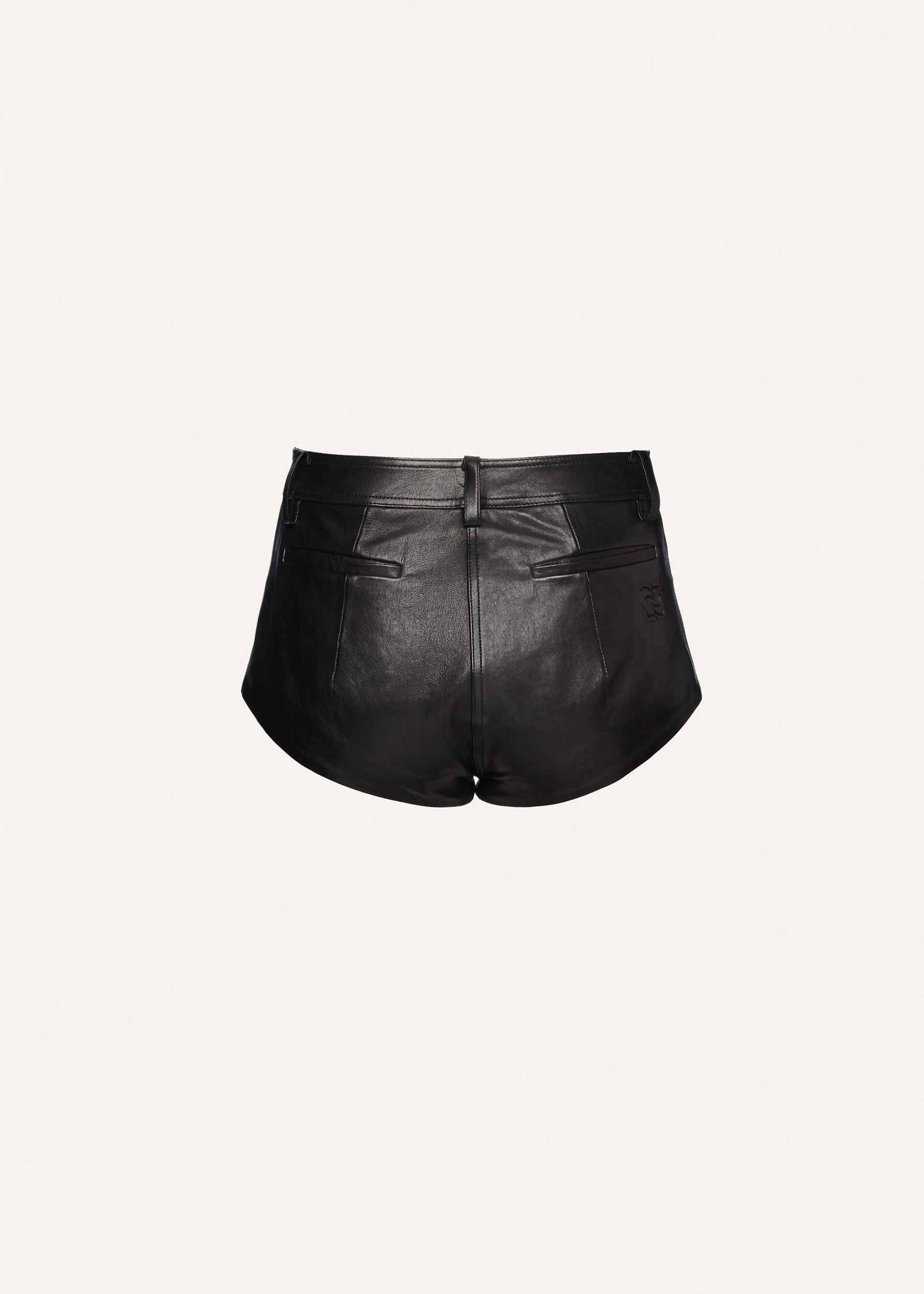 Leather hot shorts in black vintage Product Image