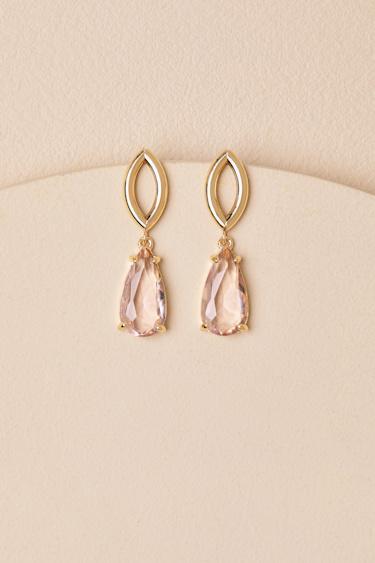 Keshi Gold Rhinestone Drop Earrings Product Image