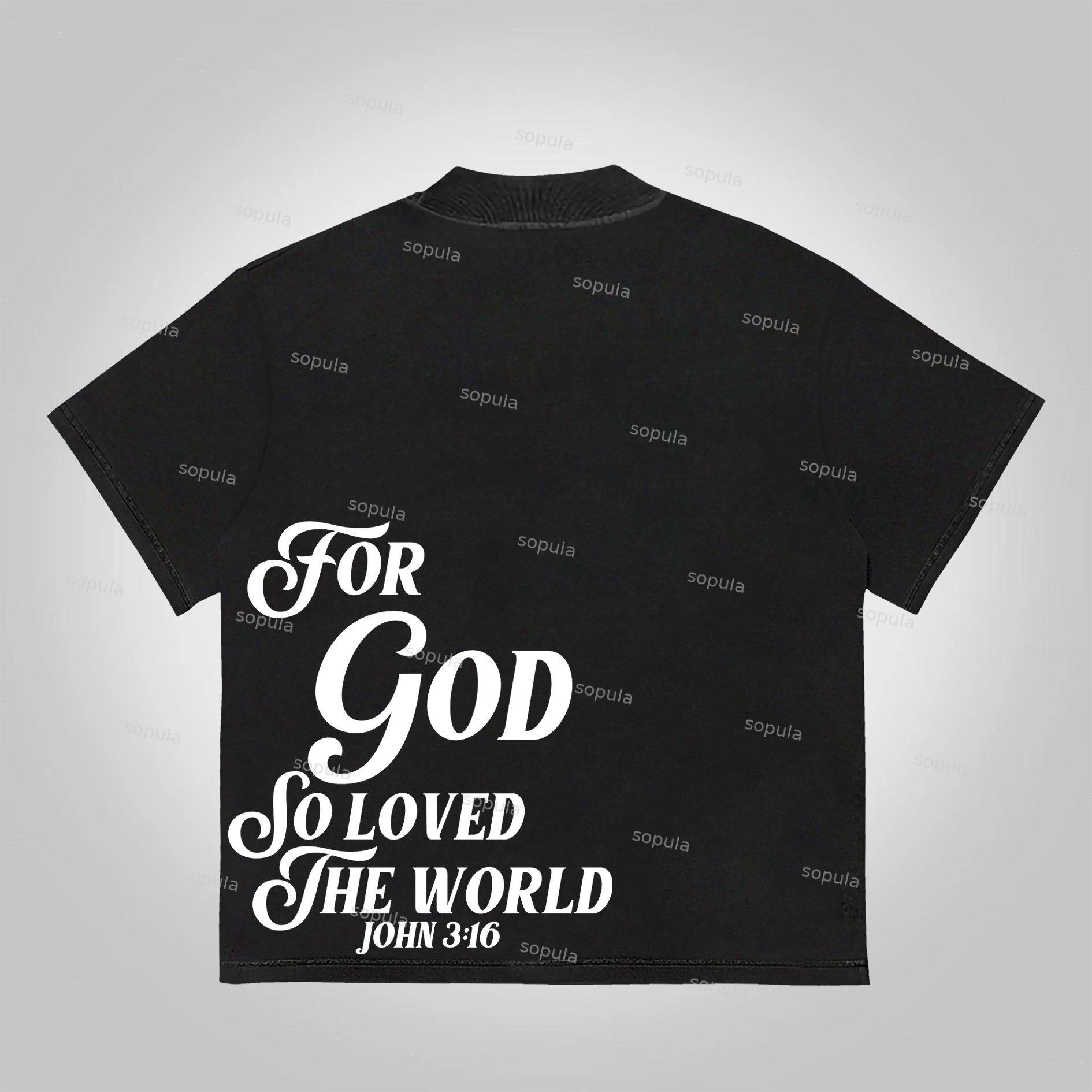 Sopula For God So Loved The World Print Cotton T-Shirt Product Image