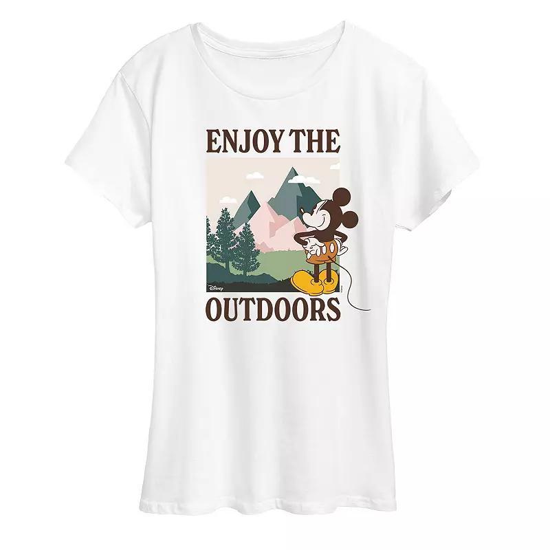 Disney's Mickey Mouse Women's Enjoy The Outdoors Graphic Tee, Size: Medium, White Product Image