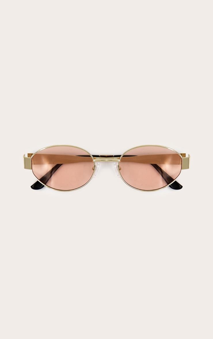 Gold Metal Frame Peach Lens Round Sunglasses Product Image