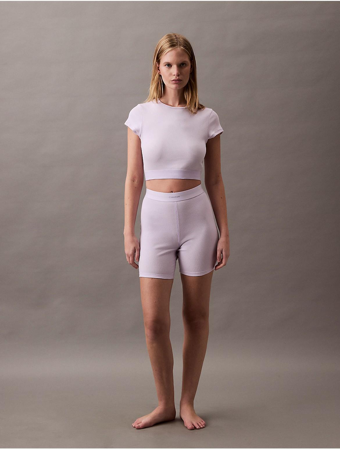 Calvin Klein Women's Cotton Stretch Rib Bike Shorts - Grey - L Product Image