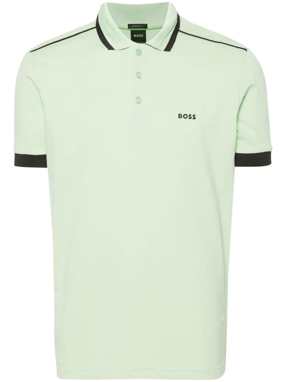 HUGO BOSS Logo-print Piqué Polo Shirt In White Product Image