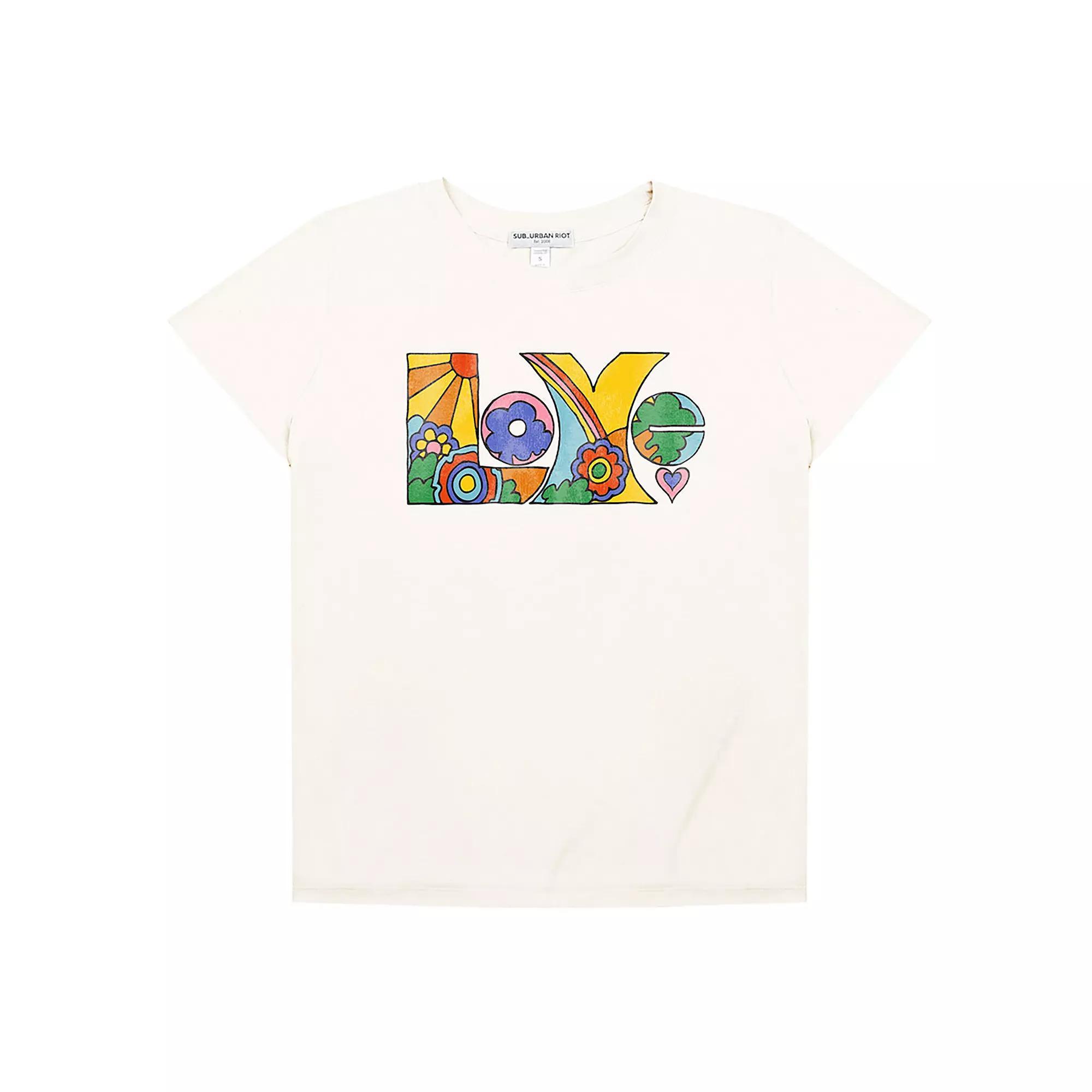 Women's Suburban Riot Love Retro Loose Fit Graphic Tee, Girl's, Size: Medium, Antique White Product Image
