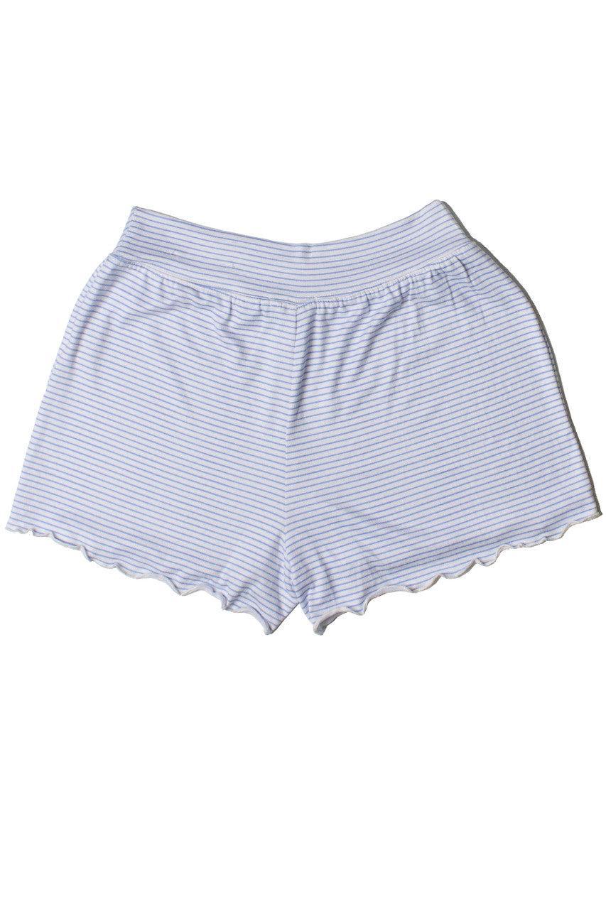 Blue Pinstripe Crossover Waist Lounge Shorts Product Image