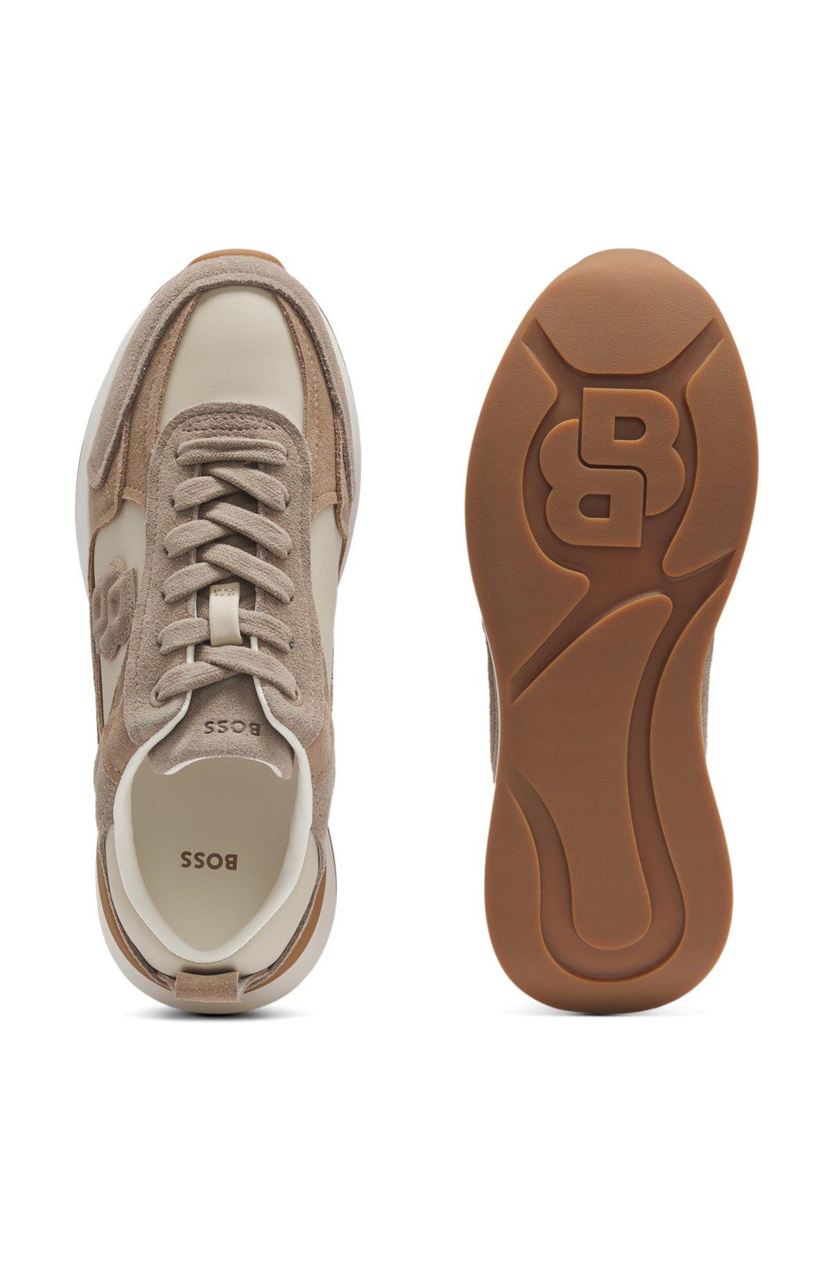 Suede-trim trainers with Double B monogram Product Image