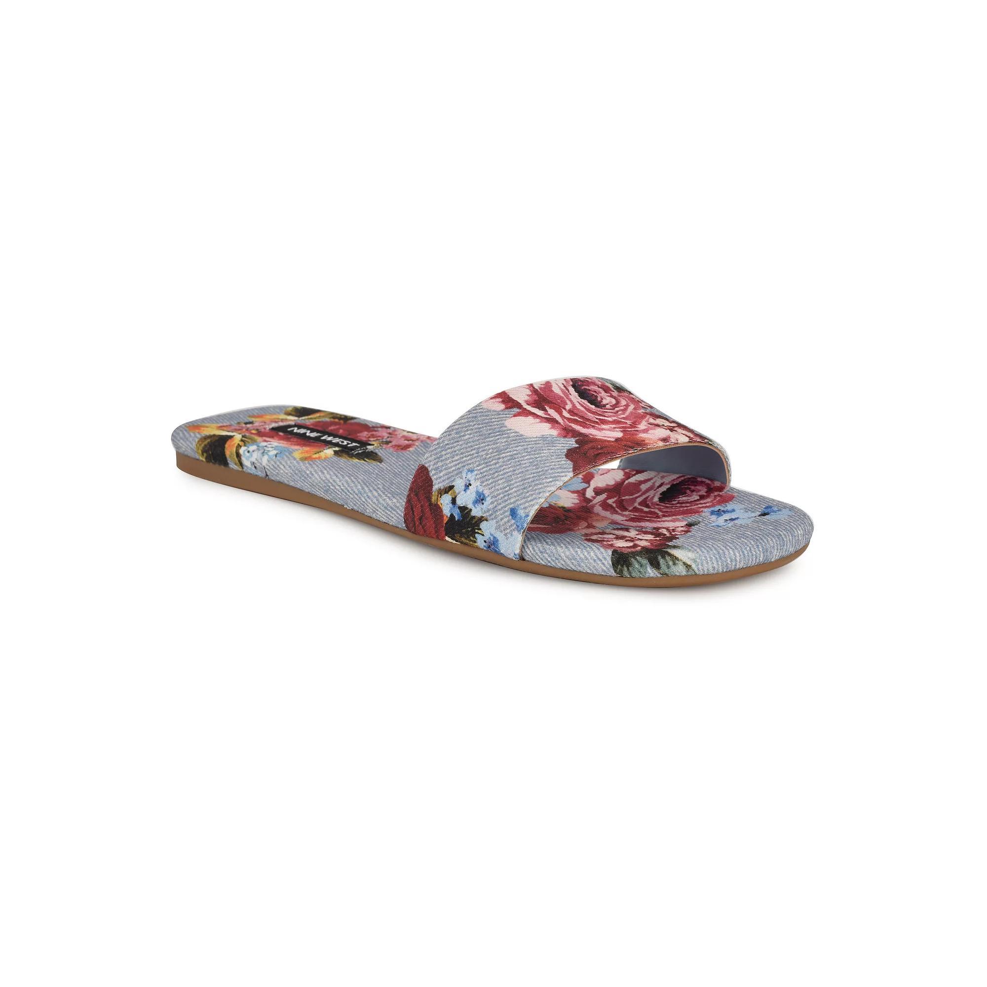 Nine West Lolipop Women's Slip-On Square Toe Flat Sandals, Size: 9, Blue Team Product Image