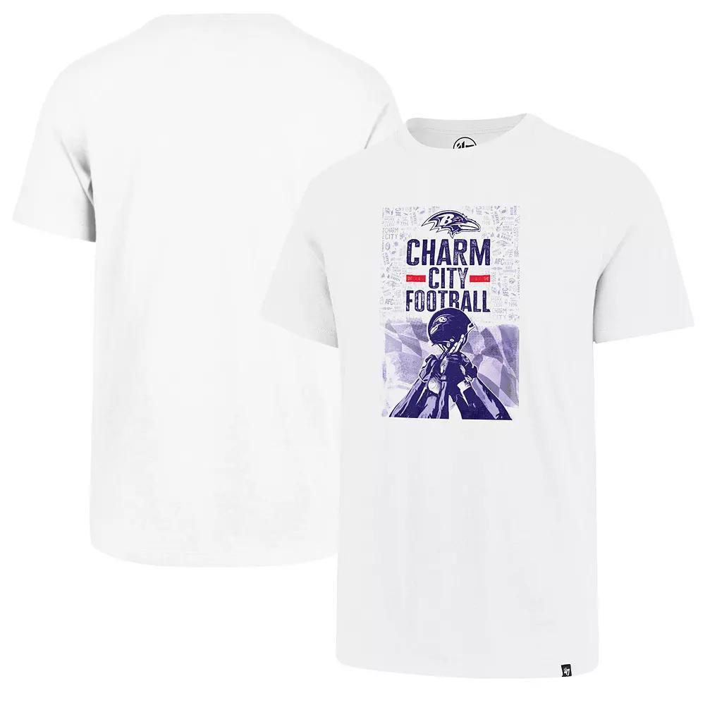 Men's '47 White Baltimore Ravens Charm City Football T-Shirt, Size: Large Product Image
