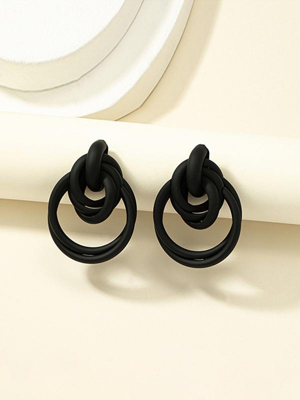 Geometric Hollow Shiny Earrings Accessories Product Image