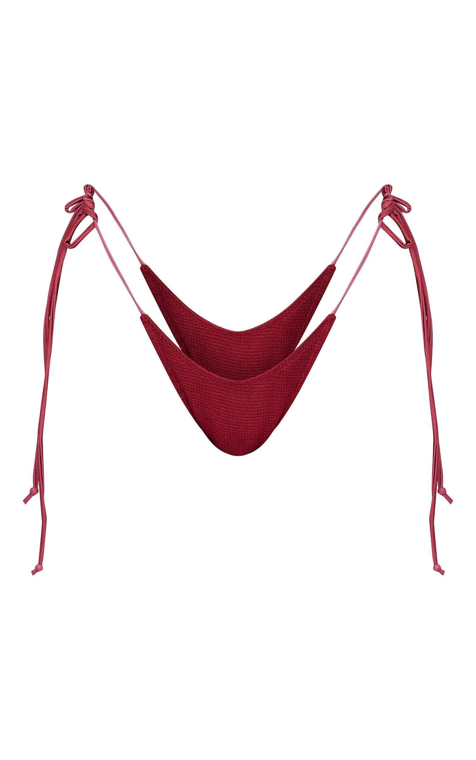 Cherry Red Textured Micro Bikini Bottoms Product Image