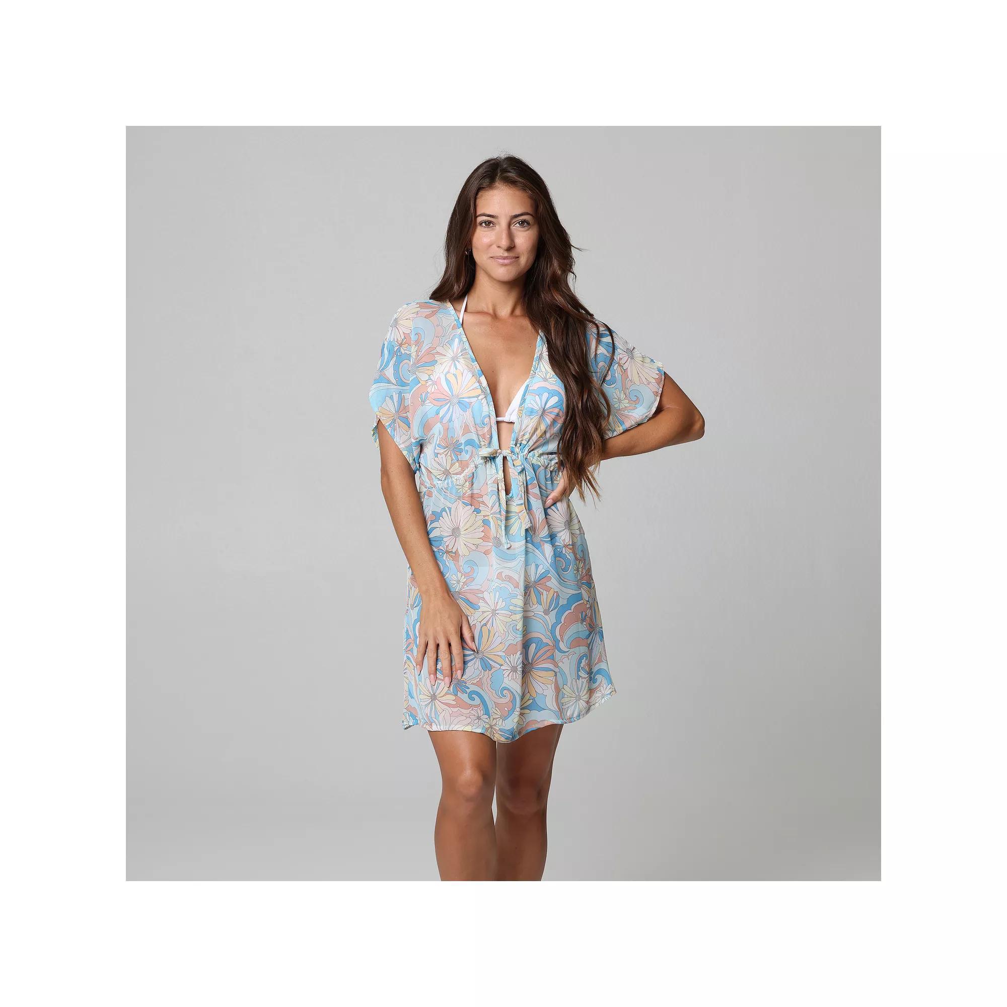 Women's J. Valdi Floral Swim Cover-Up Tunic, Size: Small, Blue Team Product Image