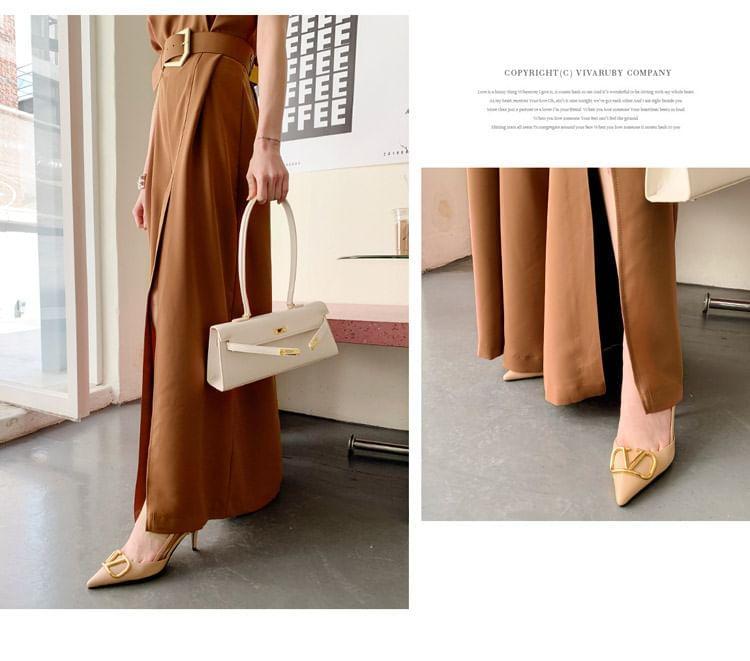 Sleeveless Crewneck Plain Wide Leg Jumpsuit Product Image